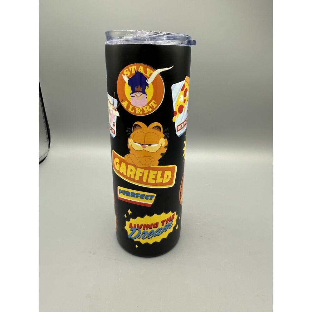 Garfield Movie Promo Tumbler Cup w/ Lid Regal Theaters Exclusive Black 20oz